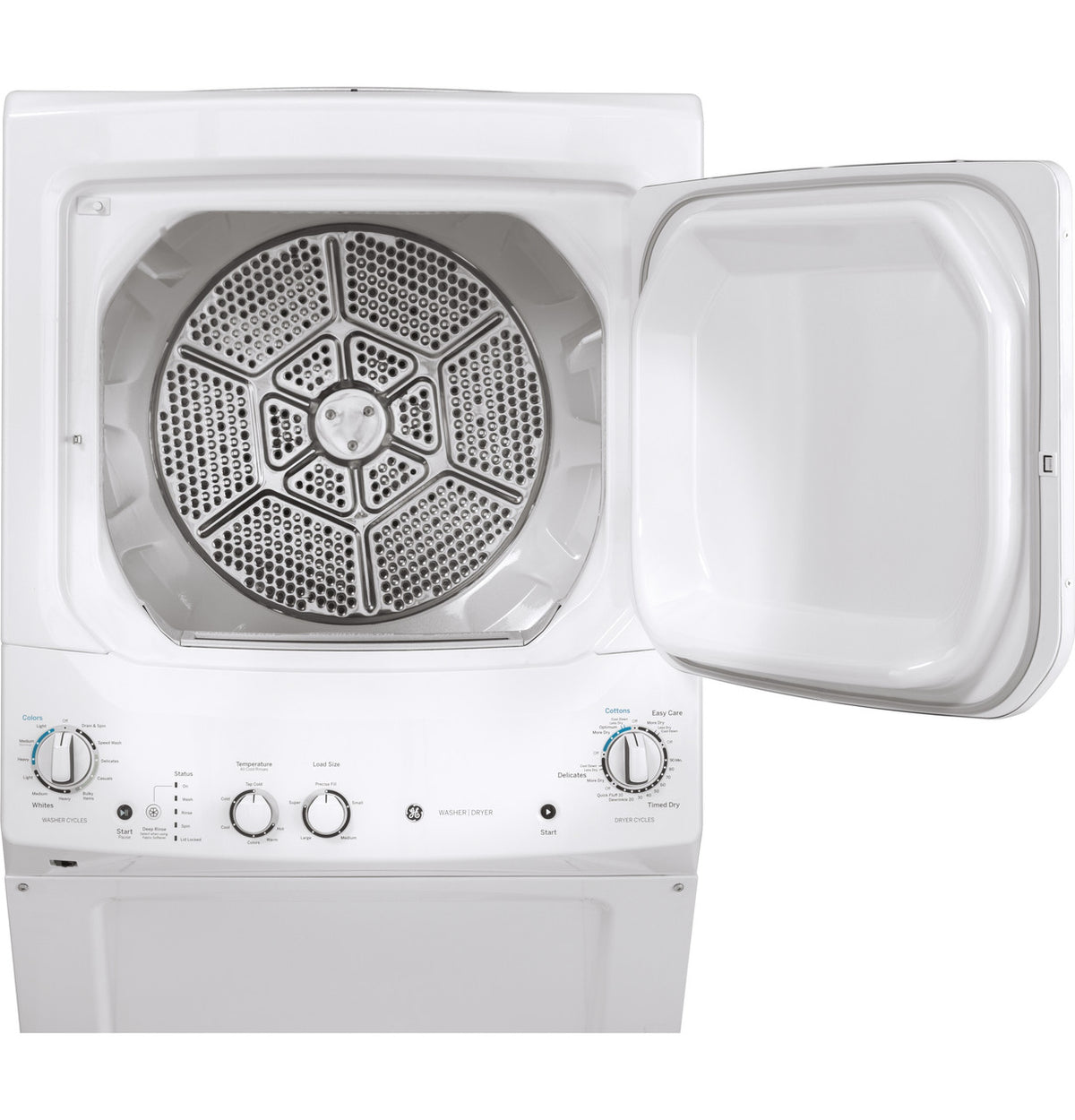 GE 27 in Stacked Washer + Electric Dryer (GUD27ESSMWW)