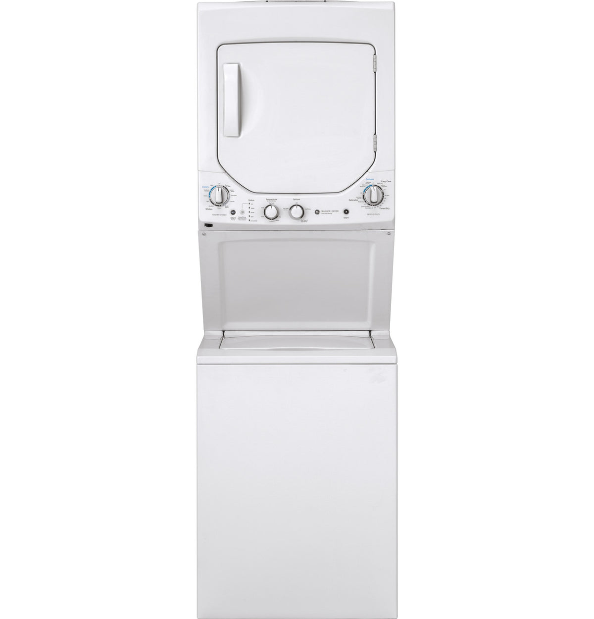 GE 24 in Stacked Washer + Electric Dryer (GUD24ESSMWW)