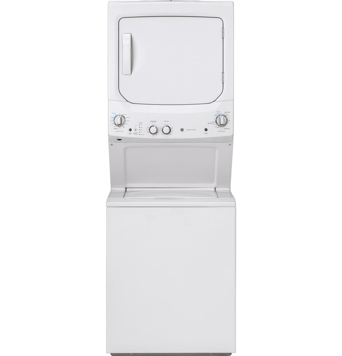 GE 27 in Stacked Washer + Electric Dryer (GUD27ESSMWW)