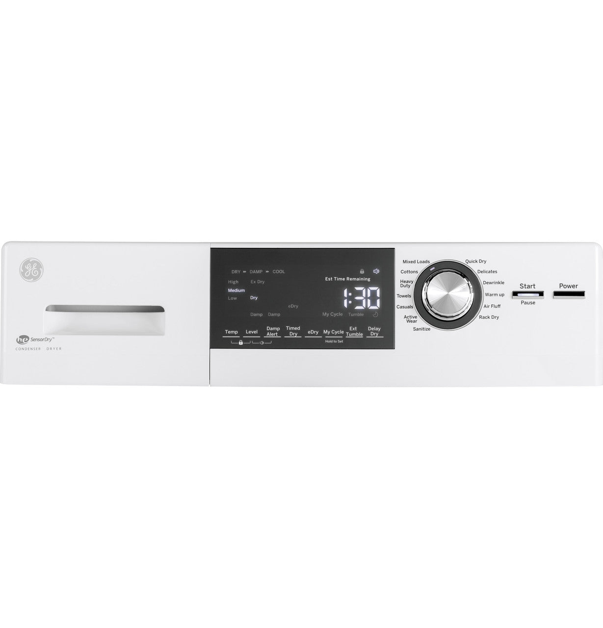 GE 24 in 4.1 cu ft Ventless Condenser Dryer (GFT14ESSMWW)