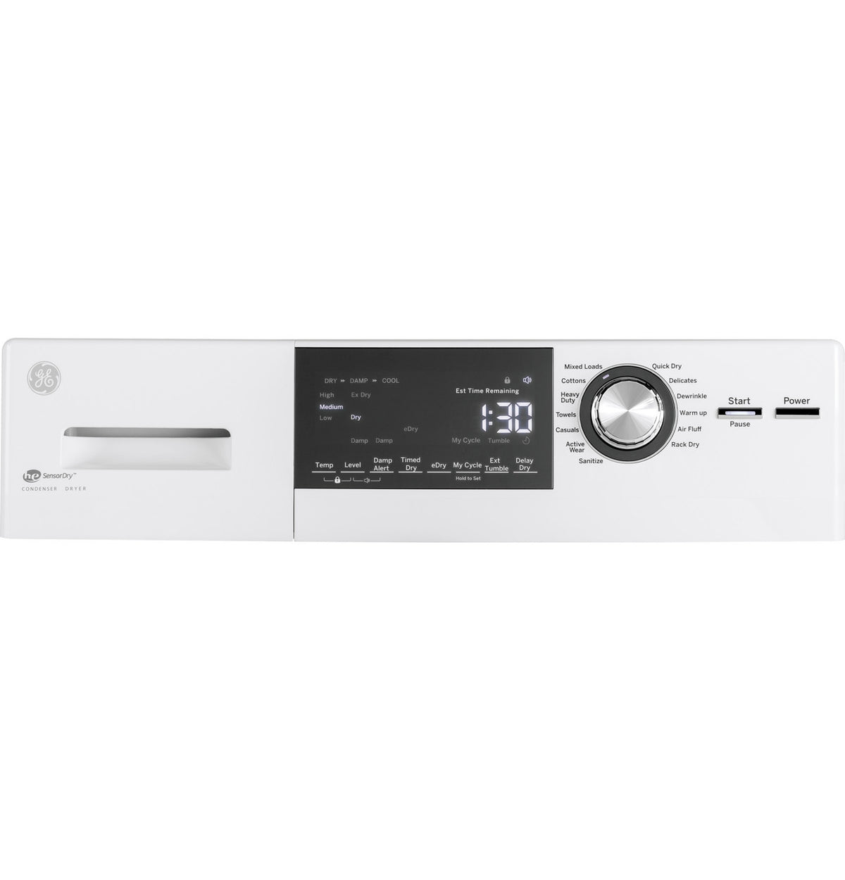 GE 24 in 4.1 cu ft Ventless Condenser Dryer (GFT14ESSMWW)