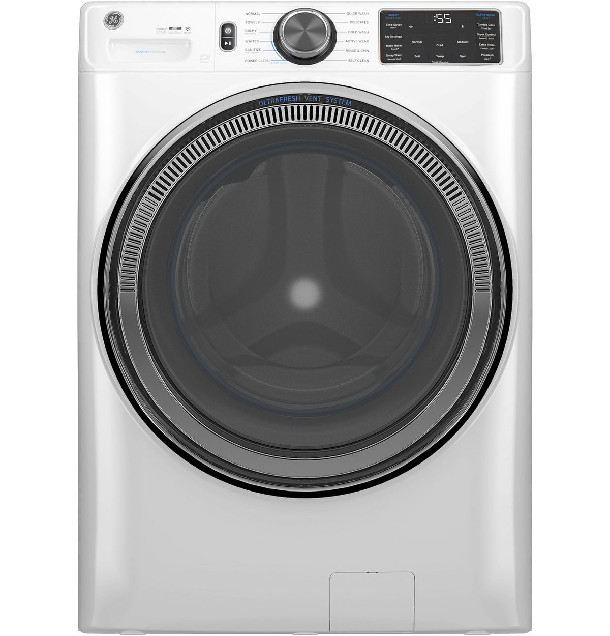 GE 5.0 cu ft Steam Front-Load Washer (GFW655SSVWW)
