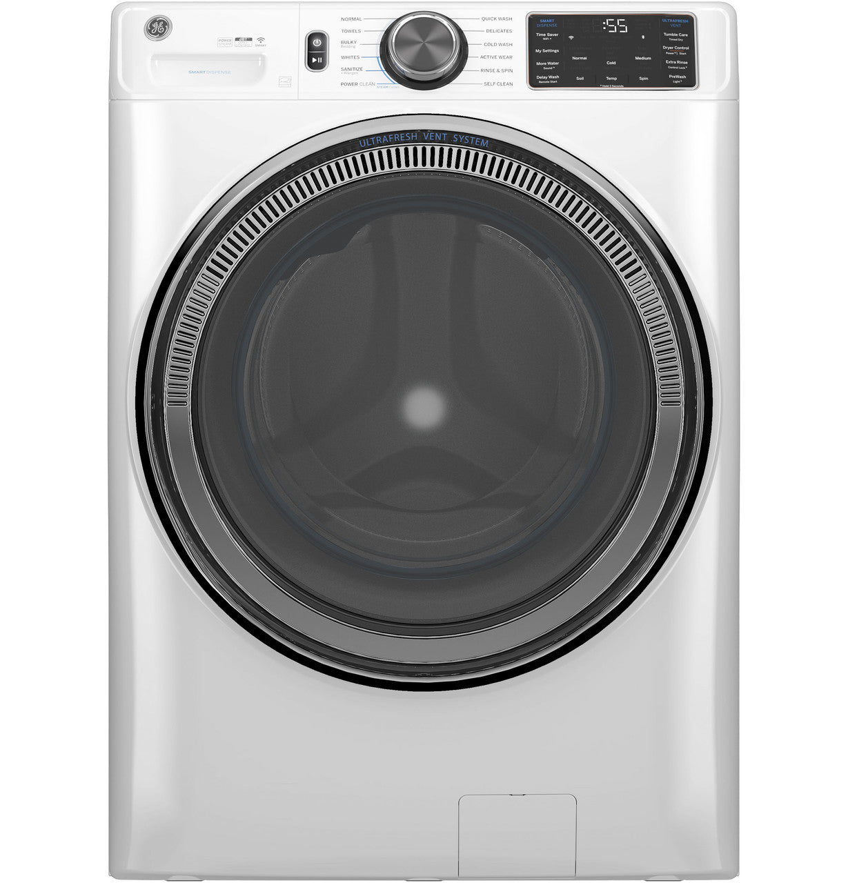 GE 5.0 cu ft Steam Front-Load Washer (GFW655SSVWW)