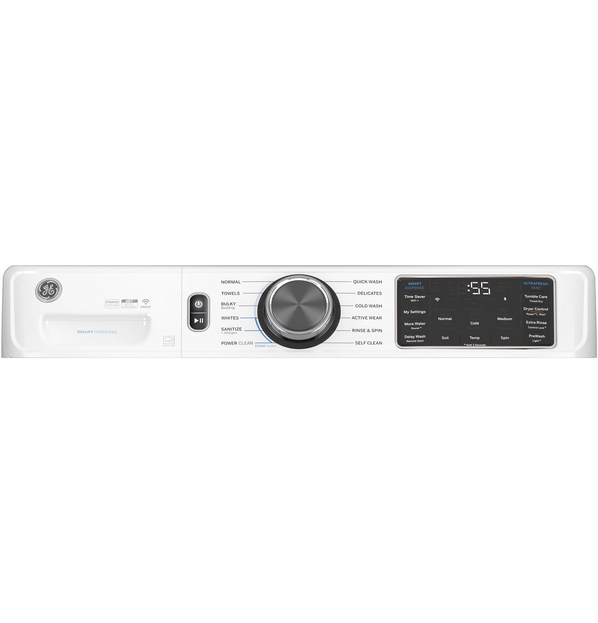 GE 5.0 cu ft Steam Front-Load Washer (GFW655SSVWW)